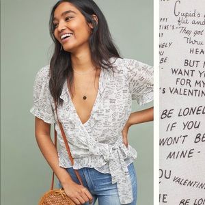 Anthropologie Maeve Love Note Wrap Top
